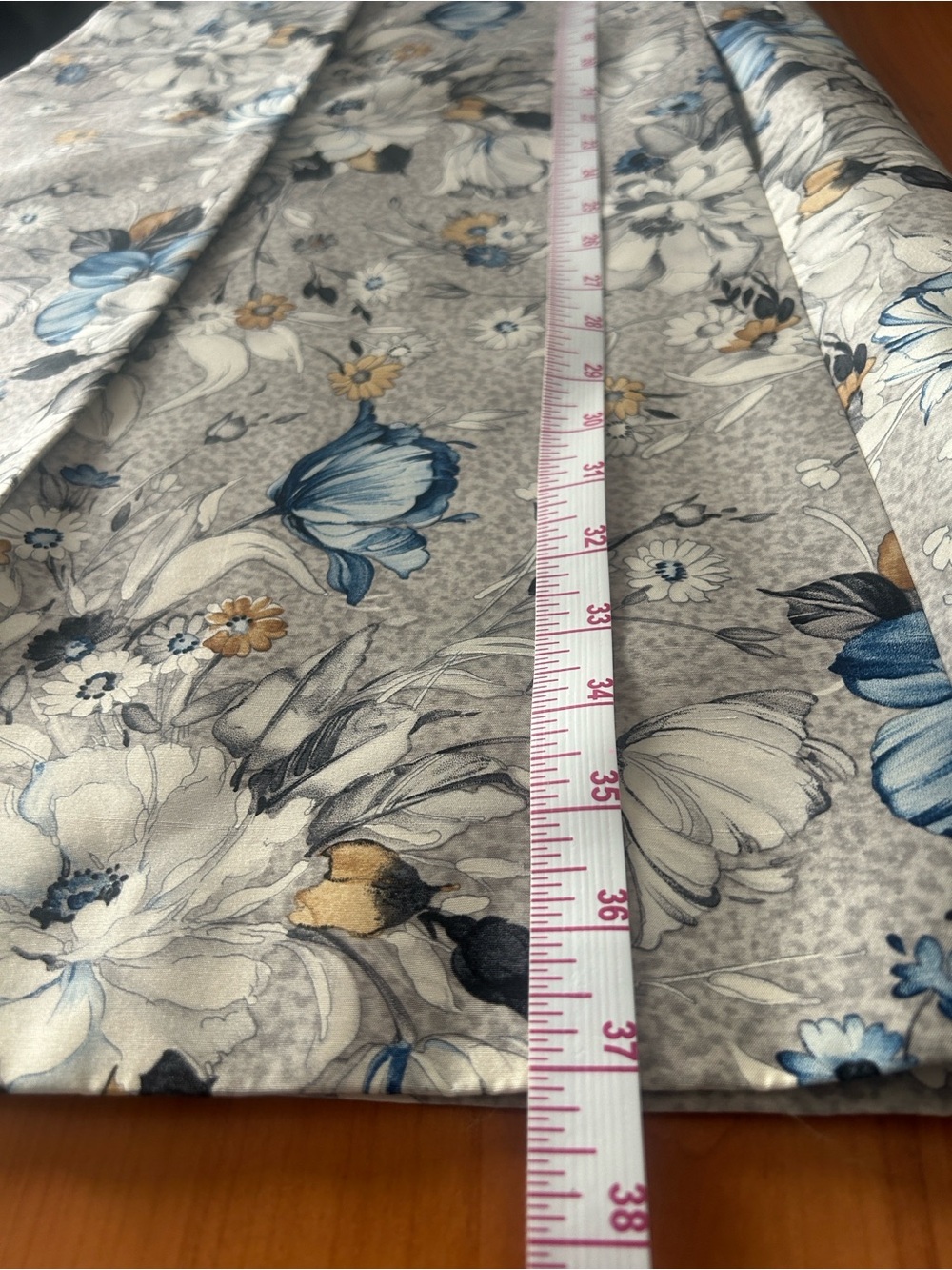 Dana Buchman Floral Jacquard Trench Coat in Light Gray and Blue - Picture 12 of 14